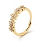 Clear Cubic Zirconia Flower Adjustable Ring, Brass Jewelry for Women, Real 18K Gold Plated, US Size 8 1/2(18.5mm)