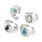304 Stainless Steel Ring, Adjustable Synthetic Mixed Stone Rings, 15mm, Inner Diameter: Adjustable