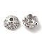 Brass Micro Pave Cubic Zirconia Bead Caps, Cadmium Free & Nickel Free & Lead Free, 6-Petal Flower, Platinum, 6.5x3mm, Hole: 1.4mm