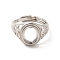 Adjustable Brass Ring Components, Pad Ring Settins, Oval, Platinum, US Size 9(18.9mm), Tray: 8x10mm
