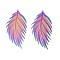 Ion Plating(IP) 304 Stainless Steel Filigree Big Pendants, Etched Metal Embellishments, Feather, Rainbow Color, 54x27x0.2mm, Hole: 1.2mm
