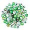 Glass Irish Cabochons, Half Round/Dome with Clover Pattern, For Jewelry Making, Green, 12x4mm, 120pcs/box