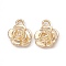 Rack Plating Brass Pendants, Long-Lasting Plated, Rose Charm, Real 14K Gold Plated, 17x12.5x3mm, Hole: 2mm