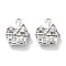 Micro Pave Clear Cubic Zirconia Pendants, Cadmium Free & Nickel Free & Lead Free, House, Platinum, 11.5x10x4mm, Hole: 1.2mm