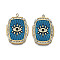 Ion Plating(IP) 304 Stainless Steel Evil Eye Enamel Pendants, with Rhinestone, Rectangle, Real 18K Gold Plated, Steel Blue, 32.5x22x2.5mm, Hole: 2mm