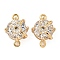 Brass Pave Clear Cubic Zirconia Connector Charms, Nickel Free, Flat Round Links, Real 18K Gold Plated, 16.5x12x9mm, Hole: 1.4mm