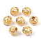 Natural White Shell Beads, with Brass Findings, Round, Dyed, Yellow, 10.5~11x10mm, Hole: 2mm