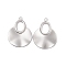 Non-Tarnish 304 Stainless Steel Big Pendants, Flat Round with Oval Charm, Stainless Steel Color, 43x30x1.5mm, Hole: 2.7mm