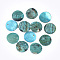 Spray Paint Natural Akoya Shell Pendants, Mother of Pearl Shell Pendants, Round, Dark Turquoise, 15x1~3mm, Hole: 1.1~1.5mm