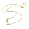 Brass Micro Pave Clear Cubic Zirconia Pendant Necklaces, with Glass, Cadmium Free & Lead Free, Flower, Pearl Pink, 16.61 inch(422mm)