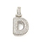 Brass Micro Pave Clear Cubic Zirconia Pendants, Cadmium Free & Nickel Free & Lead Free, Platinum, Letter D, 31x16.5x5mm, Hole: 3x6mm