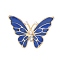 Butterfly Enamel Pins, Alloy Rhinestones Brooches for Backpack Clothes, with Plastic Pearl, Royal Blue, 27x37.5mm