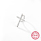 Anti-Tarnish Cross Rhodium Plated 925 Sterling Silver Finger Rings for Women, Platinum, Inner Diameter: 17mm