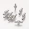 Brass Magnetic Clasps with Glue-in Ends, Nickel Free, Oval, Platinum, 13x6mm, Hole: 2mm