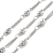 Tarnish Resistant 304 Stainless Steel Faceted Rectangle Link Chains, with Spool, Soldered, Stainless Steel Color, 13x1x1mm and 8x3.5x3.5mm