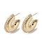 Brass Stud Earrings, Half Round, Golden, 29x9x10.5mm