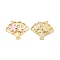 Alloy Enamel Pendants, Cadmium Free & Nickel Free & Lead Free, Golden, Fan with Sakura Charm, Pink, 25x29.5x2mm, Hole: 1.8mm