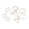 Brass Linking Rings, Mixed Shape, Mixed Color, 12~30x12~30x0.5~0.7mm, Inner Diameter: 10~29x10~29mm