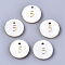 Natural Freshwater Shell Charms, Flat Round with Gold Blocking Number, Num.5, 11x2mm, Hole: 1.5mm