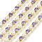 Brass Rhinestone Strass Chains, Cadmium Free & Lead Free, with ABS Plastic Imitation Pearl, Rhinestone Cup Chain, Grade A, Raw(Unplated), Violet, 2x2mm, 4000pcs rhinestone/bundle, about 32.8 Feet(10m)/bundle