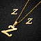 201 Stainless Steel Pendant Necklaces & Stud Earrings Sets, Golden, Letter Z, 400mm
