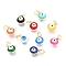 Brass Enamel Charms, Real 18K Gold Plated, Long-Lasting Plated, with Jump Ring, Evil Eye, Mixed Color, 9.5x6.5x4.5mm, Hole: 2.5mm