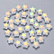 Spray Painted Glass Beads, AB Color Plated, Frosted, Star, WhiteSmoke, 8x8.5x4mm, Hole: 1mm