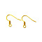 Golden Brass Earring Wire Hooks, with Horizontal Loop, Nickel Free, 17mm, Hole: 1.5mm, Pin: 0.7mm