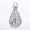 Brass Cage Pendants, For Chime Ball Pendant Necklaces Making Making, Lead Free & Cadmium Free & Nickel Free, teardrop, Platinum, 48x24mm, Hole: 5x5mm, inner diameter: 20mm