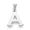Non-Tarnish 304 Stainless Steel Pendants, Stainless Steel Color, Initial Letter.A, 19x17x1.8mm, Hole: 3x7mm