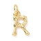 Brass Pendants, Cadmium Free & Lead Free, with Jump Ring, Golden, Letter Charms, Letter R, 12x8x2mm, Hole: 3mm