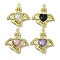 Rack Plating Alloy & Glass Charms, Lead Free & Cadmium Free & Nickel Free, Demon with Heart Charms, Golden, 25.5x24x5.5mm, Hole: 1.6mm