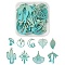 1 Set Spray Painted Alloy Charms, Flower & Leaf & Bowknot & Cactus & Moon, Medium Aquamarine, 21~44.5x15~33.5x1~2.5mm, Hole: 1.2~1.5mm, 18pcs/set