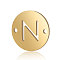 Stainless Steel Links connectors, Flat Round with Letter, Golden, Letter.N, 12x0.8mm, Hole: 0.8mm