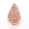 Brass Peg Bails Pendants, For Half Drilled Beads, teardrop, Rose Gold, 19.5x11.5x6.5mm, Hole: 3x2mm, Inner Diameter: 9.5mm, Pin: 0.8mm