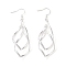 Brass Dangle Earrings, Silver Color Plated, 69x21mm