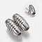 Tarnish Resistant 304 Stainless Steel Magnetic Clasps with Glue-in Ends, Oval, Stainless Steel Color, 16x8mm, Hole: 3mm