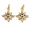 Brass Micro Pave Colorful Cubic Zirconia Charms, with Jump Rings, Star, Golden, 13.5x11.5x2mm, Hole: 3mm