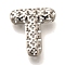 Brass Pendants, Hollow Letter Charms, Rack Plating, Long-Lasting Plated, Cadmium Free & Lead Free, Letter T, 22.5x21x8mm, Hole: 5x2.7mm