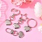 4 Pcs 304 Stainless Steel Heart Keychains, with Zinc Alloy, Platinum, 42.5~52.5mm