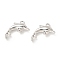 Rack Plating Alloy Pendants, Cadmium Free & Lead Free, Dolphin Charms, Platinum, 19.5x16.5x5mm, Hole: 1.8mm
