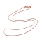 Adjustable Electroplate Brass Venetian Chain Necklace Making, Long-Lasting Plated, with Lobster Claw Clasps and Round Beads, Rose Gold, 18-1/4 inch(46.5cm)