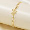 Elegant Butterfly Adjustable Brass Cubic Zirconia Slider Bracelets, Box Chain Link Bracelets for Women, Golden, 9-1/2 inch(24cm)