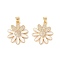 Brass Micro Pave Clear Cubic Zirconia Pendants, with Enamel, Cadmium Free & Lead Free, Flower, Real 18K Gold Plated, 23.5x19.5x4mm, Hole: 5x3.5mm