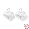 925 Sterling Silver Pendants, with Jump Rings, Heart Charms, Silver, 12.5x12x6mm, Hole: 3.4mm