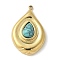 Synthetic Turquoise Pendants, 304 Stainless Steel Teardrop Charms, Real 18K Gold Plated, 28~28.5x18~18.5x6~6.5mm, Hole: 1.4mm
