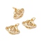 Brass Micro Pave Clear Cubic Zirconia Charms, with Jump Ring, Cadmium Free & Lead Free, Earth, Real 18K Gold Plated, 13x15.5x3.5mm, Hole: 3mm