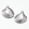 Non-Tarnish 304 Stainless Steel Charms, Shell Shape, Stainless Steel Color, 14x13x3mm, Hole: 1.2mm