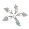 Green Aventurine Pendants, with Platinum Brass Snap on Bails, Votex/Om Symbol/Tree of Life/Flower of Life/Star of David, Cone Pendulum, 48mm, Hole: 8mm
