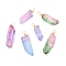 Natural Quartz Crystal Point Pendants, with Real 18K Gold Plated Eco-Friendly Copper Wire, 30.5~40.5x10~12x7.5~10mm, Hole: 3~4mm